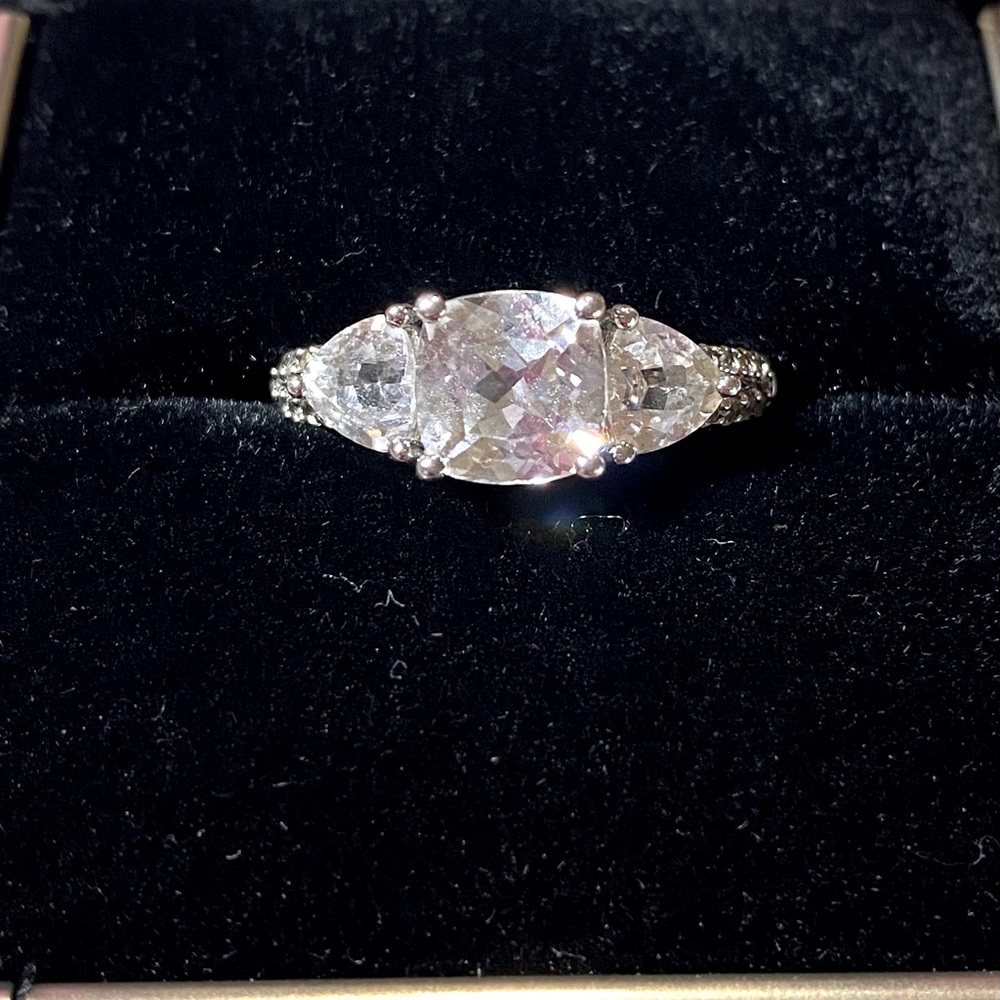 Lab Created 3 Stone White Sapphire Ring